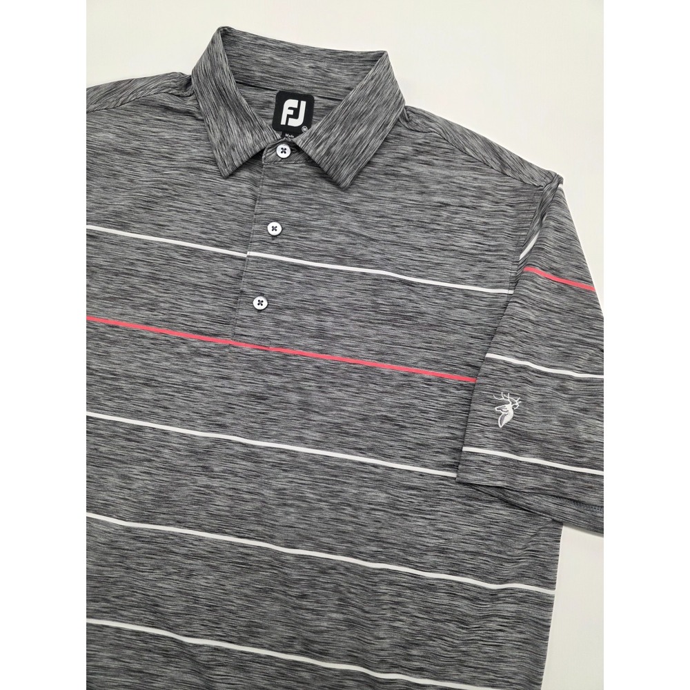 Footjoy‎ Deerwood Country Club Gray Heather Stripe Golf Polo Shirt - M
